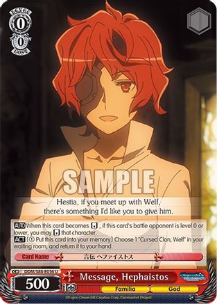 Message, Hephaistos (DDM/S88-E056 U) - Is it Wrong to Try to Pick Up Girls in a Dungeon?