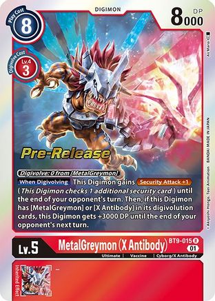 MetalGreymon (X Antibody) (BT9-015) - X Record Pre-Release Cards Foil