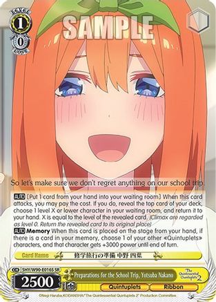 Preparations for the School Trip, Yotsuba Nakano (SR) (5HY/W90-E016S SR) - The Quintessential Quintuplets 2