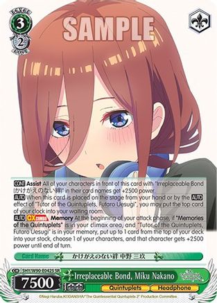 Irreplaceable Bond, Miku Nakano (SR) (5HY/W90-E042S SR) - The Quintessential Quintuplets 2