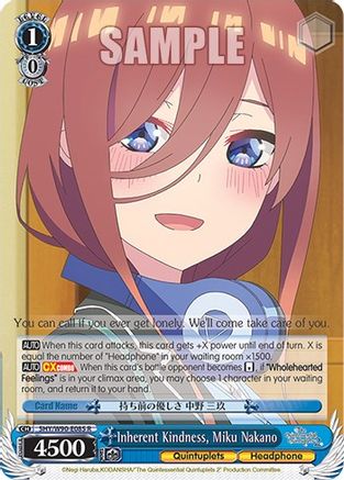 Inherent Kindness, Miku Nakano (5HY/W90-E085 R) - The Quintessential Quintuplets 2