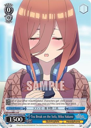 Tea Break on the Sofa, Miku Nakano (SR) (5HY/W90-E093S SR) - The Quintessential Quintuplets 2