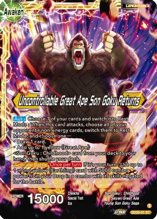 Son Goku // Uncontrollable Great Ape Son Goku Returns (Silver Foil) (SD20-01) - Dawn of the ZLegends Foil