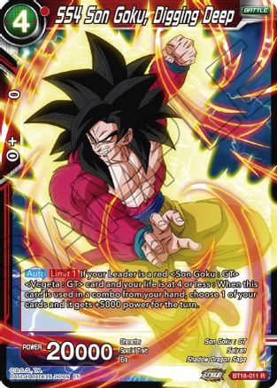 SS4 Son Goku, Digging Deep (BT18-011) - Dawn of the ZLegends Foil