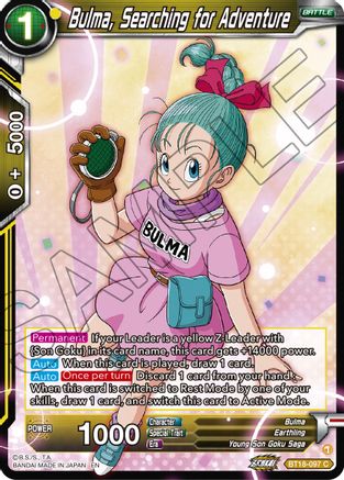 Bulma, Searching for Adventure (BT18-097) - Dawn of the ZLegends Foil