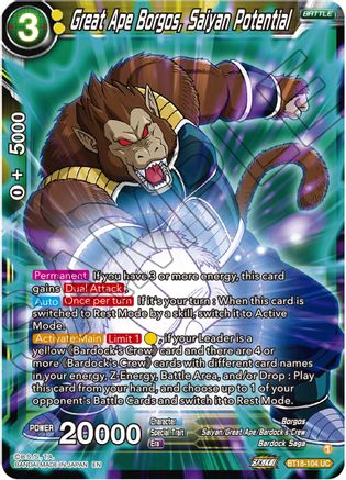 Great Ape Borgos, Saiyan Potential (BT18-104) - Dawn of the ZLegends