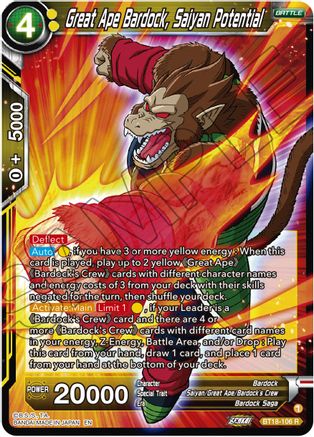 Great Ape Bardock, Saiyan Potential (BT18-106) - Dawn of the ZLegends Foil