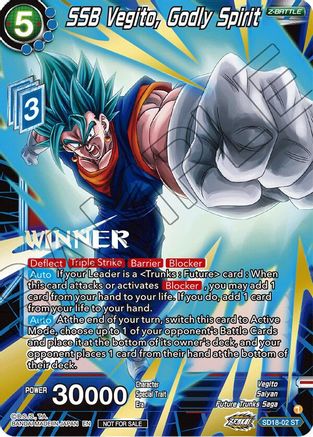 SSB Vegito, Godly Spirit (ZENKAI Celebration Winner-Stamped) (SD18-02) - Promotion Cards Foil