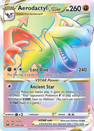 Aerodactyl VSTAR (Secret) 199/196  - Holofoil SWSH11 Lost Origin - Secret Rare