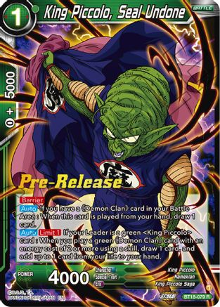 King Piccolo, Seal Undone (BT18-079) - Dawn of the ZLegends PreRelease Cards
