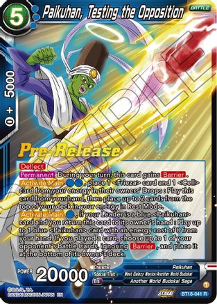 Paikuhan, Testing the Opposition (BT18-041) - Dawn of the ZLegends PreRelease Cards