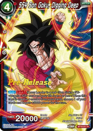 SS4 Son Goku, Digging Deep (BT18-011) - Dawn of the ZLegends PreRelease Cards