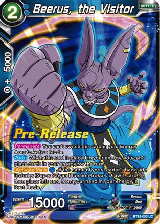 Beerus, the Visitor (BT18-052) - Dawn of the ZLegends PreRelease Cards