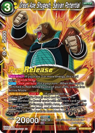 Great Ape Shugesh, Saiyan Potential (BT18-102) - Dawn of the ZLegends PreRelease Cards