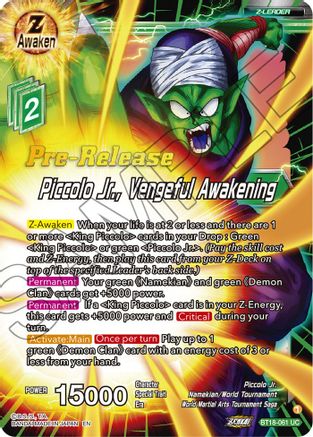 Piccolo Jr., Vengeful Awakening (BT18-061) - Dawn of the ZLegends PreRelease Cards