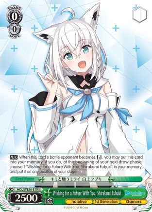 Wishing for a Future With You, Shirakami Fubuki (HOL/WE36-E19 N) - hololive production Premium Booster