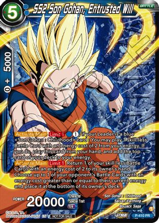 SS2 Son Gohan, Entrusted Will (Zenkai Series Tournament Pack Vol.1 Winner) (P-410) - Tournament Promotion Cards