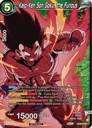Kaio-Ken Son Goku, the Furious (Zenkai Series Tournament Pack Vol.1 Winner) (P-414) - Tournament Promotion Cards