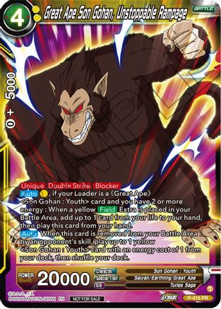 Great Ape Son Gohan, Unstoppable Rampage (Zenkai Series Tournament Pack Vol.1) (P-416) - Tournament Promotion Cards