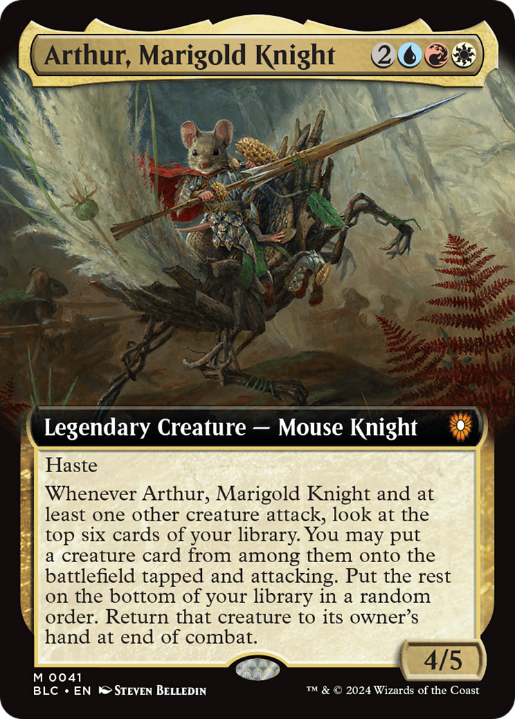 Arthur, Marigold Knight (BLC-041) - Bloomburrow Commander: (Extended Art)