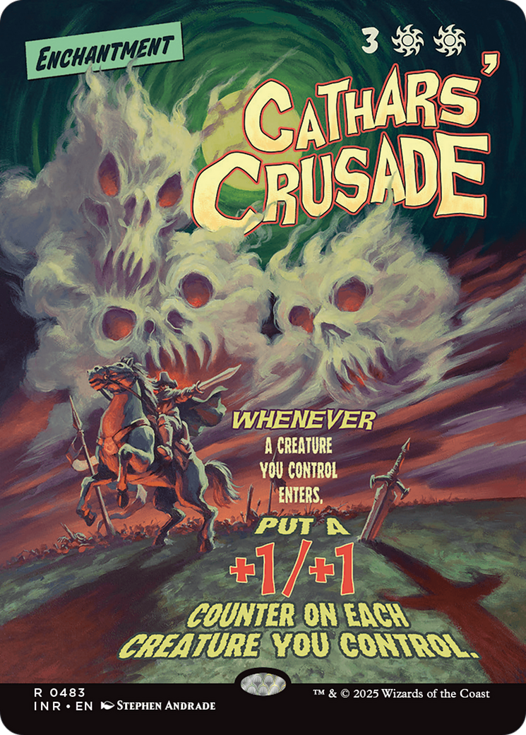Cathars' Crusade (INR-483) - Innistrad Remastered: (Showcase, enchantment) (Borderless) Foil