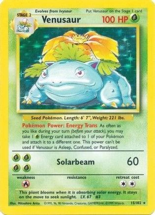 Venusaur 015/102  - Holofoil Base Set - Holo Rare