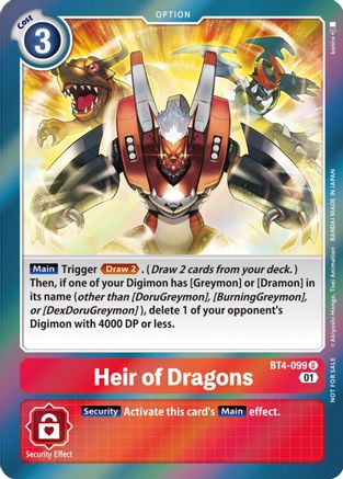 Heir of Dragons (ST-11 Special Entry Pack) (BT4-099) - Great Legend Foil