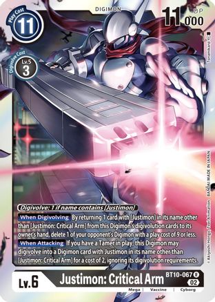 Justimon: Critical Arm (BT10-067) - Xros Encounter Foil