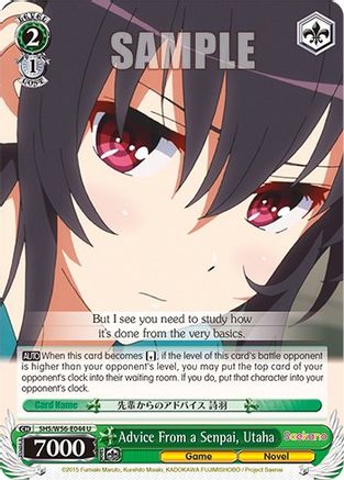 Advice From a Senpai, Utaha (SHS/W56-E044 U) - Saekano: How to Raise a Boring Girlfriend