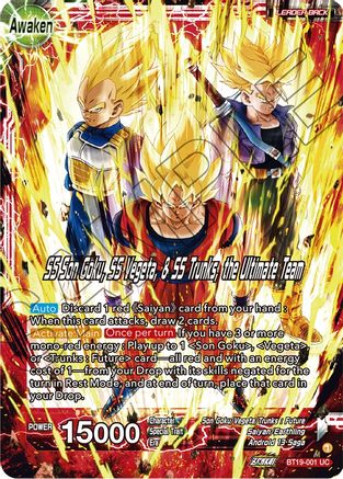 Son Goku & Vegeta & Trunks // SS Son Goku, SS Vegeta, & SS Trunks, the Ultimate Team (BT19-001) - Fighters Ambition Foil