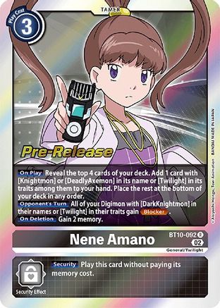 Nene Amano (BT10-092) - Xros Encounter Pre-Release Cards Foil