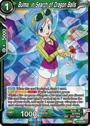 Bulma, In Search of Dragon Balls (Zenkai Series Tournament Pack Vol.2) (P-444) - Tournament Promotion Cards