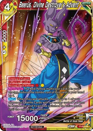 Beerus, Divine Destroyer's Advent (Zenkai Series Tournament Pack Vol.2) (P-452) - Tournament Promotion Cards