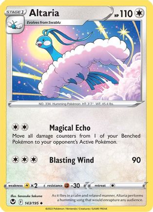 Altaria 143/195  - Reverse Holofoil SWSH12 Silver Tempest - Uncommon