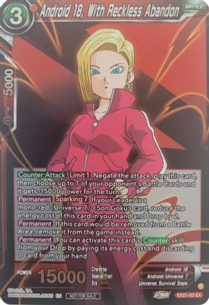 Android 18, With Reckless Abandon (Zenkai Series Pack Vol.1) (EX21-03) - Tournament Promotion Cards