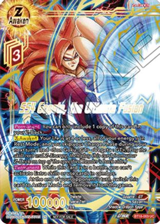 SS4 Gogeta, the Ultimate Fusion (Zenkai Cup 2022 Champion) (BT18-003) - Tournament Promotion Cards Foil