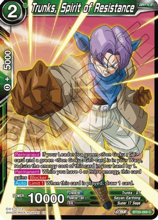 Trunks, Spirit of Resistance (BT20-069) - Power Absorbed Foil