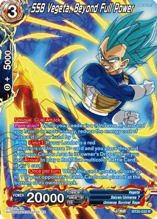 SSB Vegeta, Beyond Full Power (Silver Foil) (BT20-032) - Power Absorbed Foil