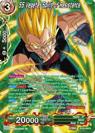 SS Vegeta, Spirit of Resistance (Silver Foil) (BT20-068) - Power Absorbed Foil