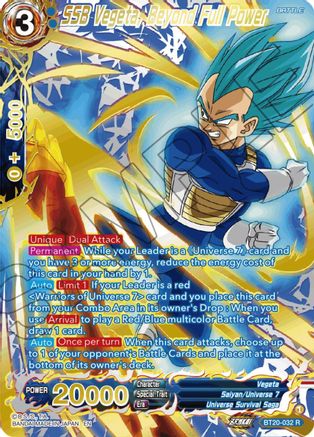 SSB Vegeta, Beyond Full Power (Gold-Stamped) (BT20-032) - Power Absorbed Foil