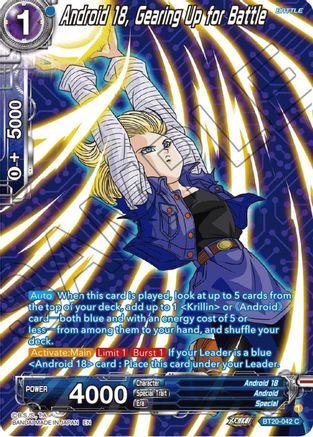 Android 18, Gearing Up for Battle (Silver Foil) (BT20-042) - Power Absorbed Foil