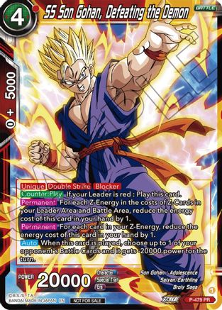 SS Son Gohan, Defeating the Demon (Zenkai Series Tournament Pack Vol.3) (P-479) - Tournament Promotion Cards