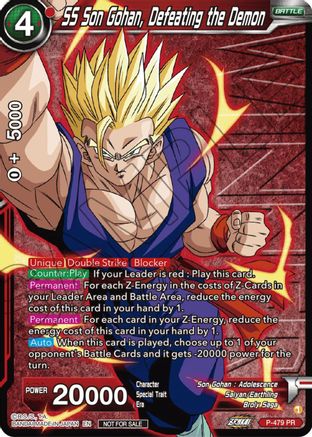 SS Son Gohan, Defeating the Demon (Zenkai Series Tournament Pack Vol.3 Winner) (P-479) - Tournament Promotion Cards