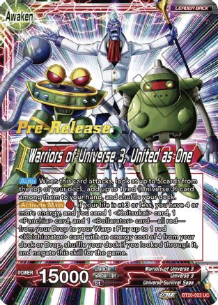 Paparoni // Warriors of Universe 3, United as One (BT20-002) - Power Absorbed PreRelease Cards