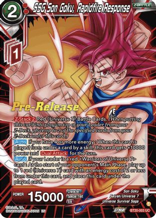 SSG Son Goku, Rapidfire Response (BT20-003) - Power Absorbed PreRelease Cards