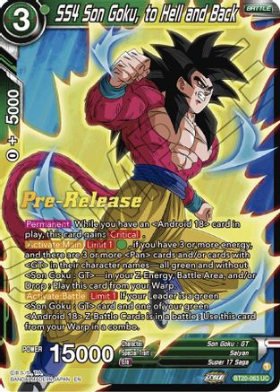 SS4 Son Goku, to Hell and Back (BT20-063) - Power Absorbed PreRelease Cards