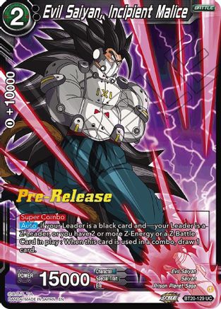Evil Saiyan, Incipient Malice (BT20-129) - Power Absorbed PreRelease Cards