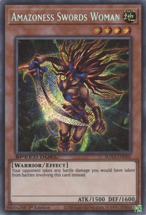 Amazoness Swords Woman (Secret Rare) (SGX3-END02) - Speed Duel GX: Duelists of Shadows 1st Edition