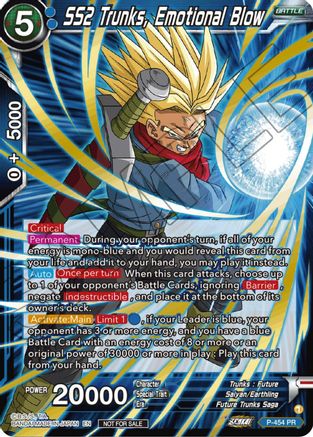 SS2 Trunks, Emotional Blow (Championship Selection Pack 2023 Vol.1) (Gold Stamped with Reflective Shatterfoil) (P-454) - Tournament Promotion Cards Foil