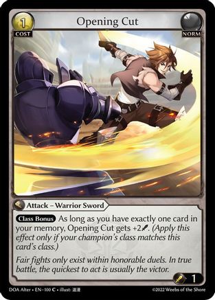 Opening Cut (100) - Dawn of Ashes Alter Edition Foil